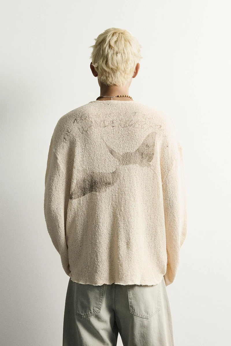 WASHED PRINT KNIT T-SHIRT
