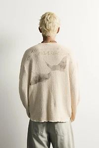WASHED PRINT KNIT T-SHIRT