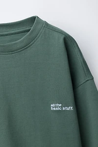 HEAVY WEIGHT EMBROIDERED TEXT T-SHIRT