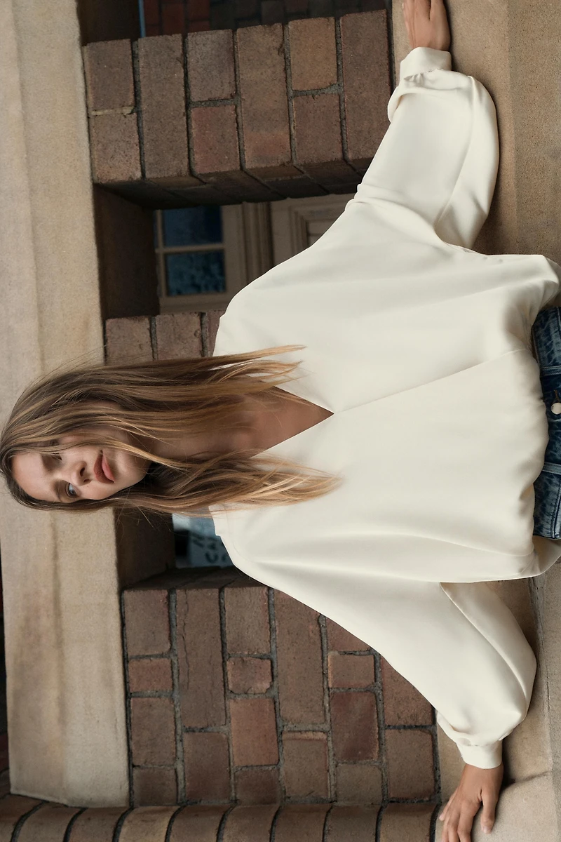 SATIN EFFECT WRAP BLOUSE