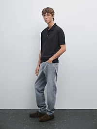 Polo en maille de laine mélangée à manches courtes