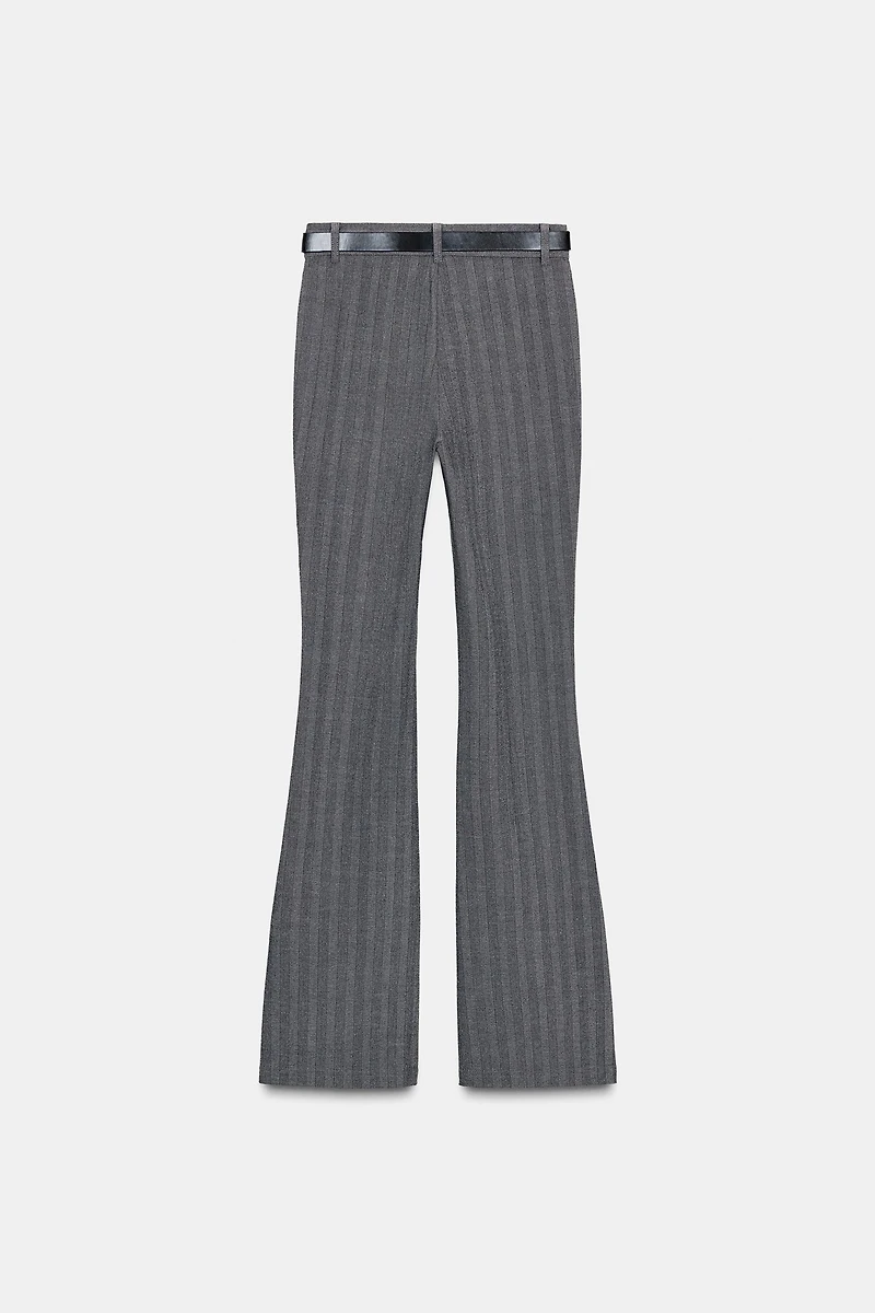 HERRINGBONE FLARE LEGGINGS WITH BELT