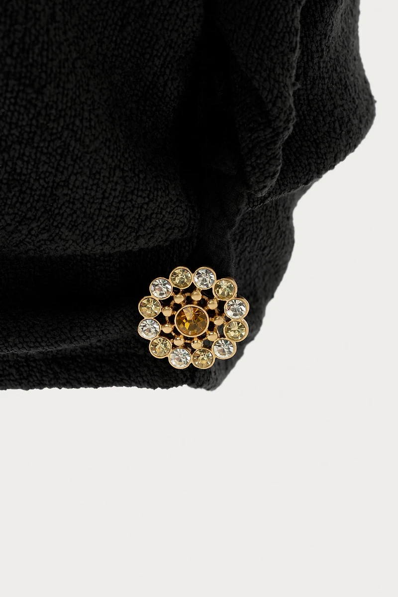 MARISA BERENSON X ZARA JEWELED BUTTON TURBAN HAT