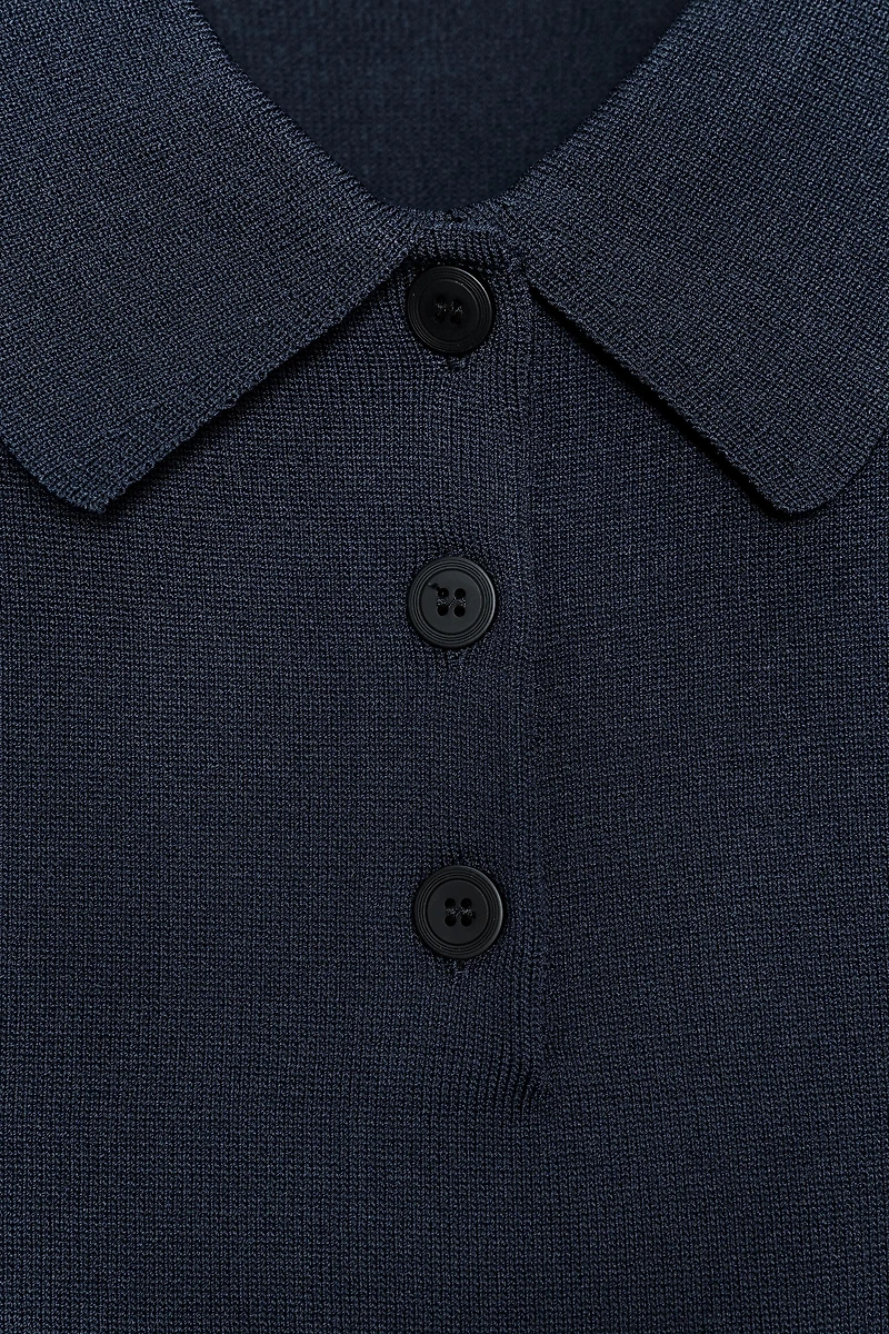 TOP POLO EN MAILLE À MANCHES COURTES
