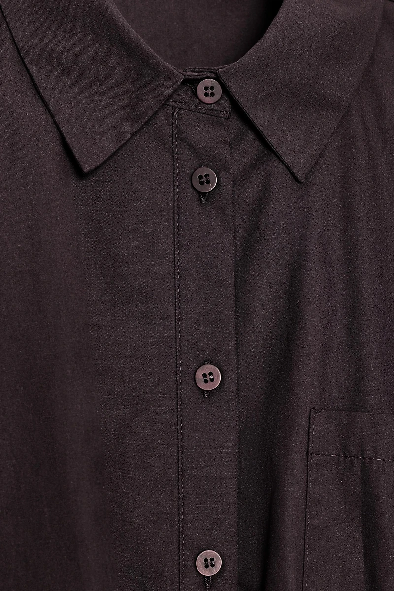 CHEMISE COURTE BOULE EN POPELINE