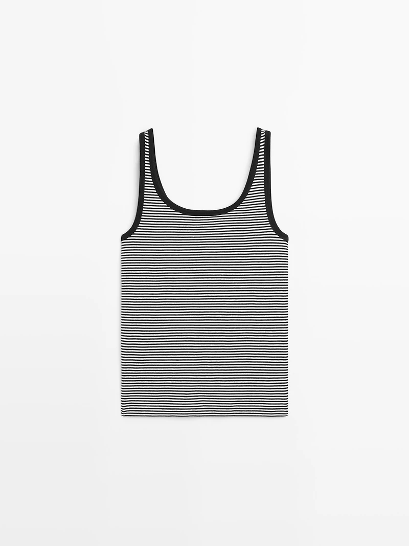 Cotton top with striped detail