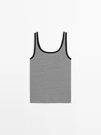 Cotton top with striped detail
