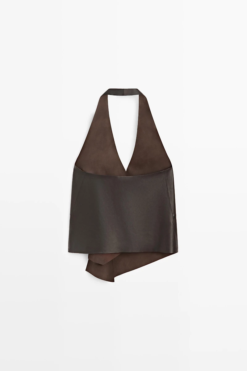 Nappa leather wrap top