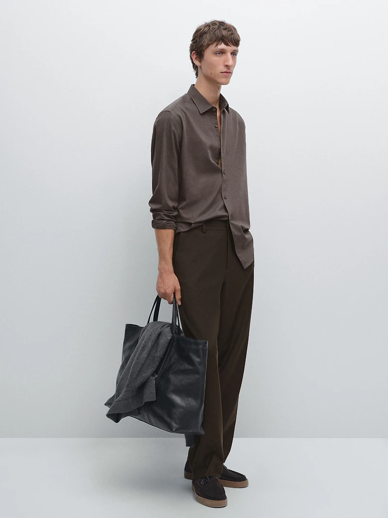Slim fit twill melange shirt