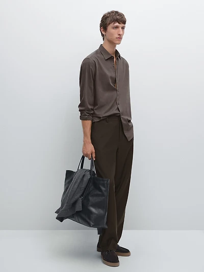 Slim fit twill melange shirt