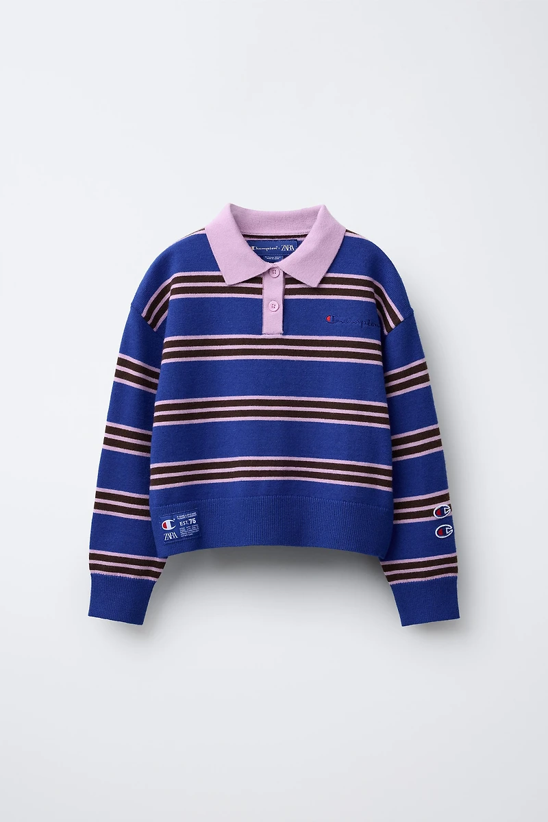 PULL EN MAILLE RAYÉ BRODÉ CHAMPION ® X ZARA