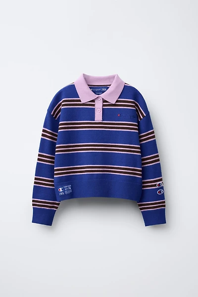 PULL EN MAILLE RAYÉ BRODÉ CHAMPION ® X ZARA