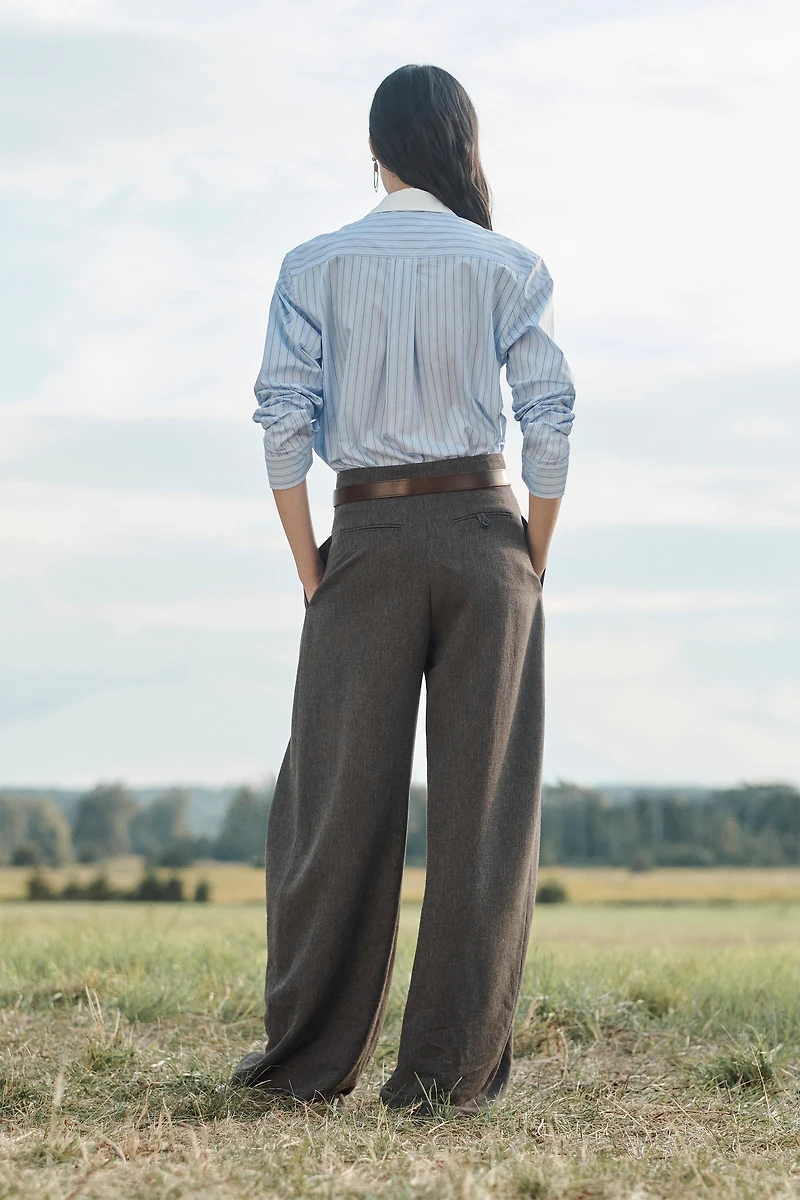 LIMITED EDITION WOOL BLEND VOLUME PLEATED PANTS