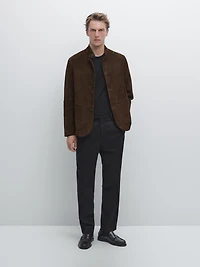Wool blend flannel trousers with darts