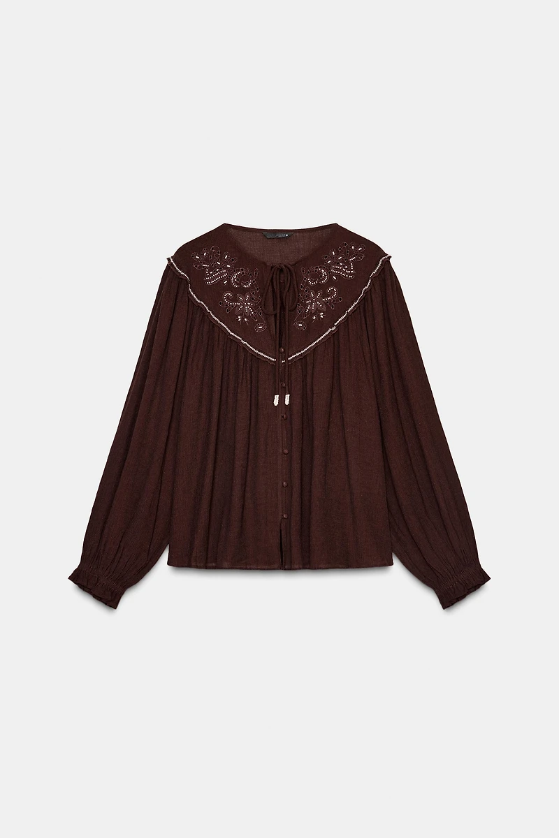 EMBROIDERED BEADED BLOUSE