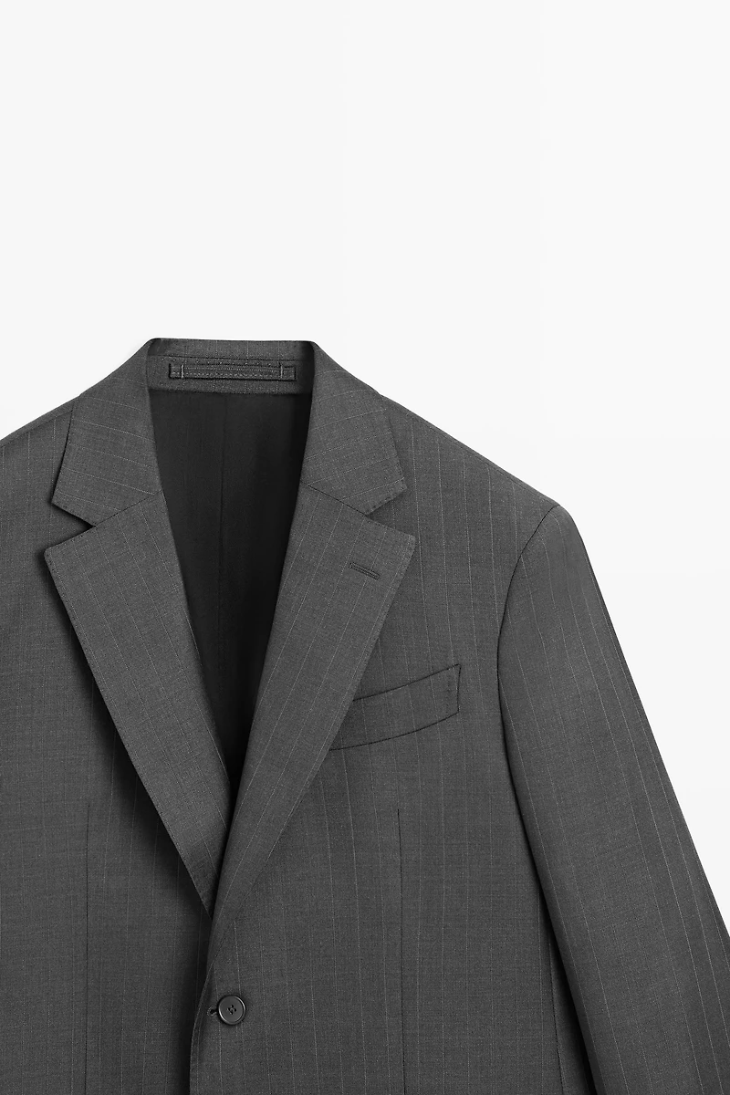 100% wool striped suit blazer