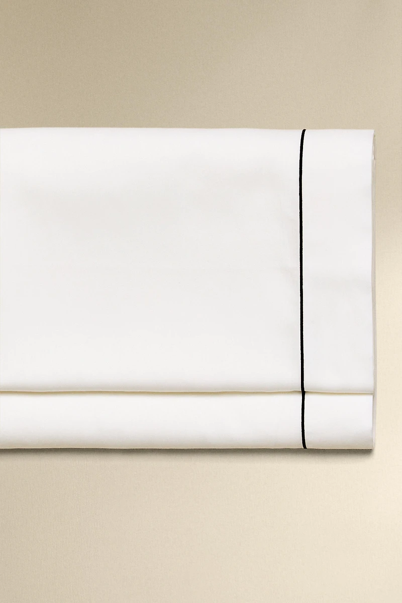 SATEEN FLAT SHEET WITH EMBROIDERED EDGE