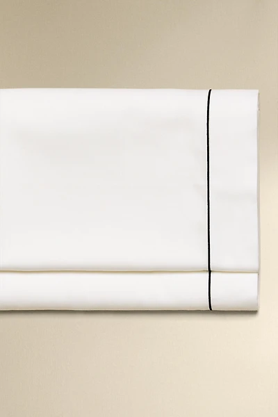 SATEEN FLAT SHEET WITH EMBROIDERED EDGE