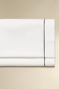 SATEEN FLAT SHEET WITH EMBROIDERED EDGE