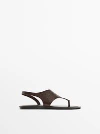 Embossed animal print sandals