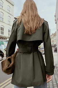 WATER REPELLENT WINDPROOF DOUBLE-BREASTED TRENCH COAT