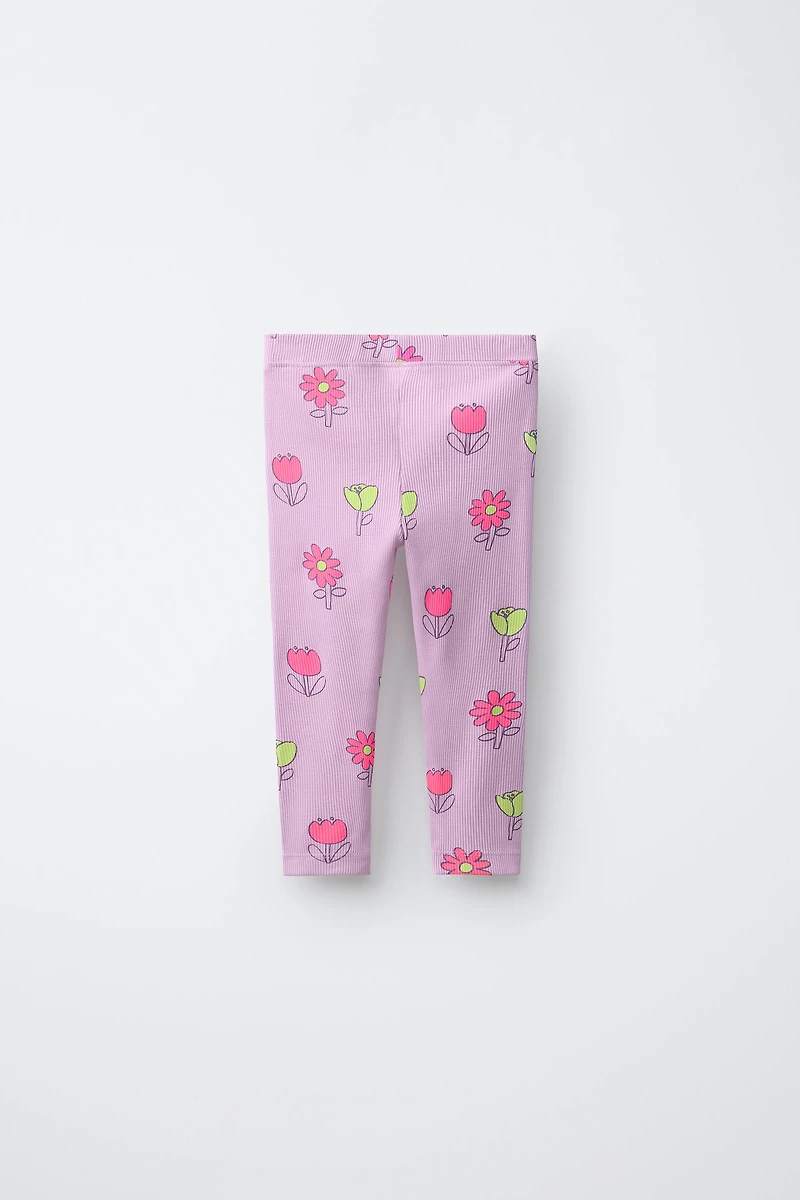 PRINTED RIBBED LEGGINGS