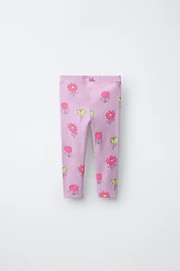 PRINTED RIBBED LEGGINGS