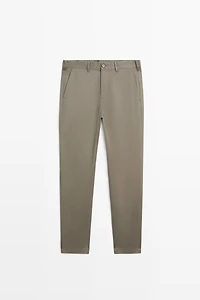 Cotton blend slim fit pants