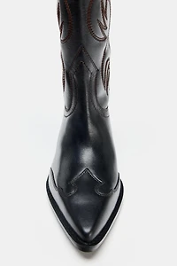 BOTTES COW-BOY EN CUIR BRODÉ