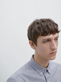 Regular-fit melange cotton shirt