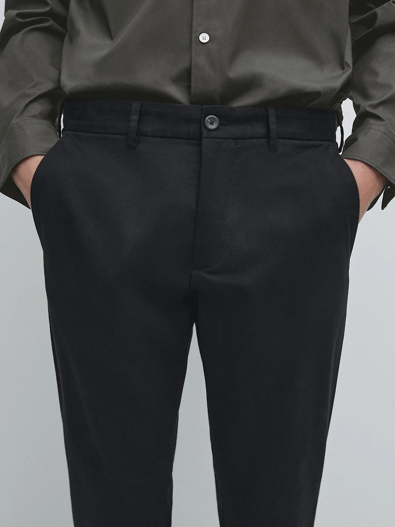 Slim fit twill trousers