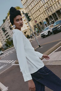 RUFFLED CREPE SHIRT