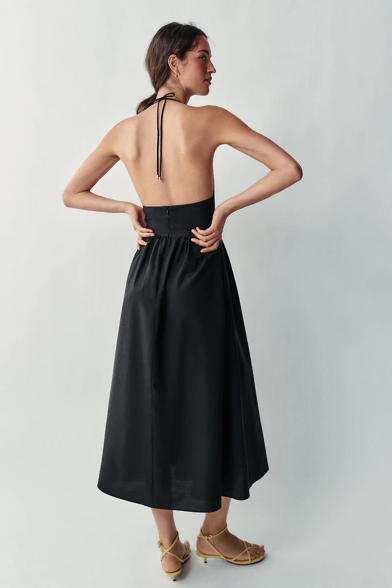 POPLIN MIDI DRESS