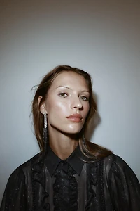 SEMI-SHEER RUFFLED BEADED SHIRT