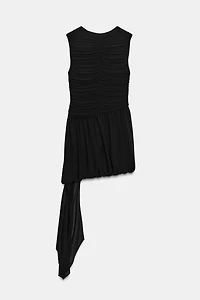 ASYMMETRICAL DRAPED MINI DRESS WITH BALLOON HEM