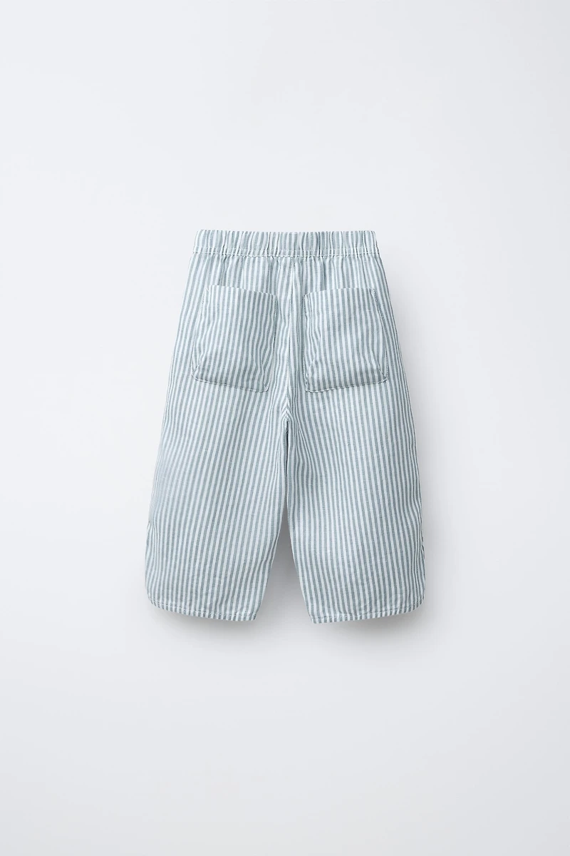 STRIPED 100% LINEN PANTS