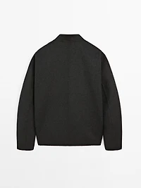 Double-layer wool blend bomber jacket