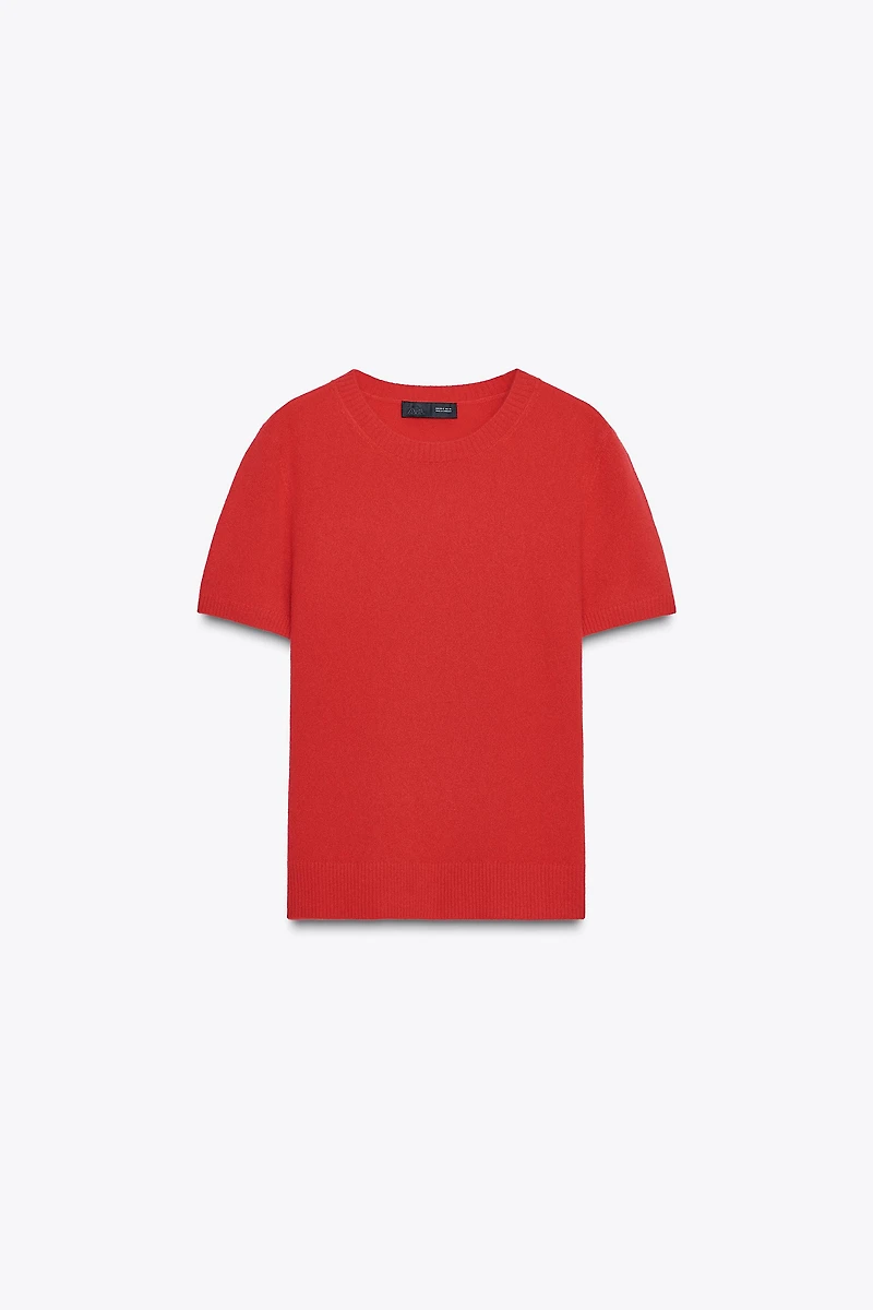 100% CASHMERE SHORT SLEEVE SWEATER