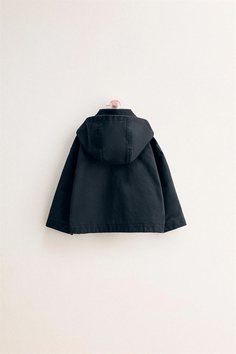ZARA TIMELESS - REMOVABLE HOODIE WAXED JACKET