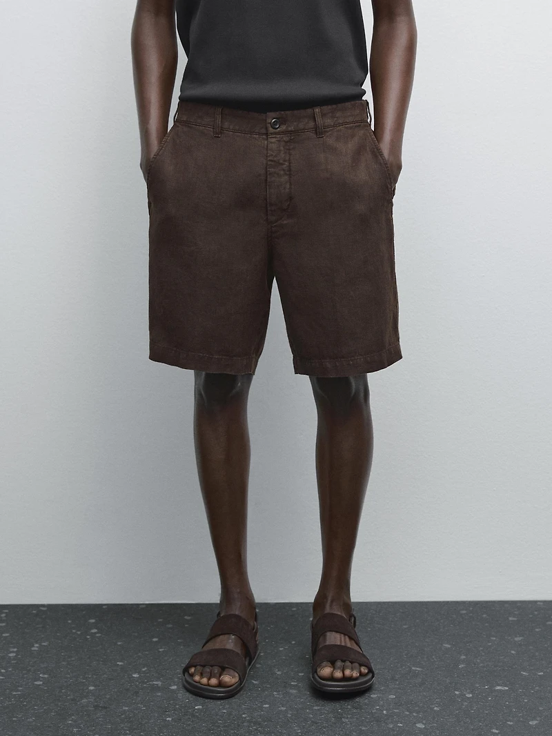 100% linen Bermuda shorts