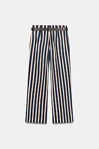 STRIPED BELTED TROUSERS