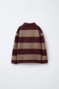 STRIPED KNIT POLO SWEATER
