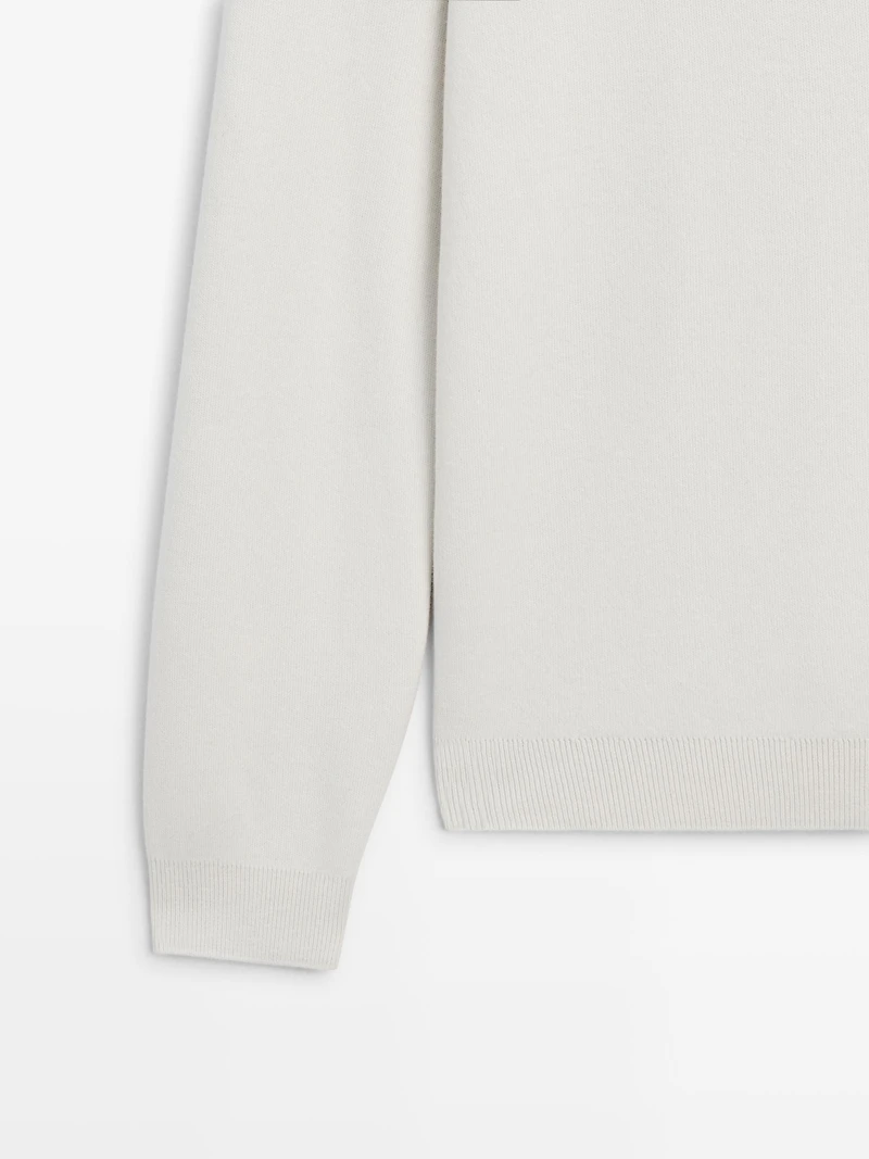Knit 100% cotton quarter-zip sweater