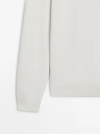 Knit 100% cotton quarter-zip sweater