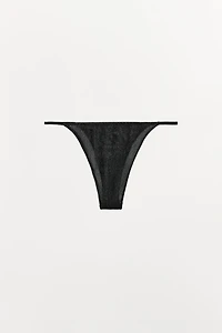 METALLIC THREAD THONG