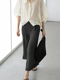 Linen blend melange darted pants