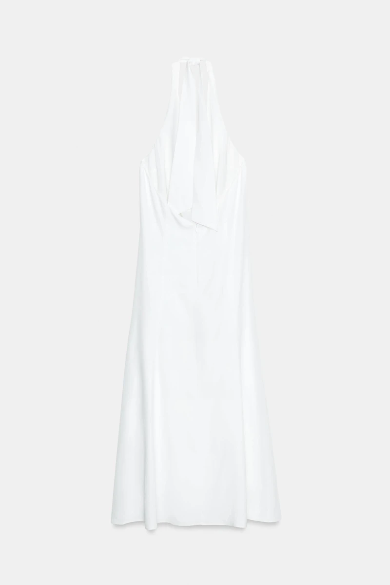 COMBINATION LINEN MIDI DRESS
