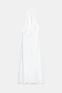 COMBINATION LINEN MIDI DRESS