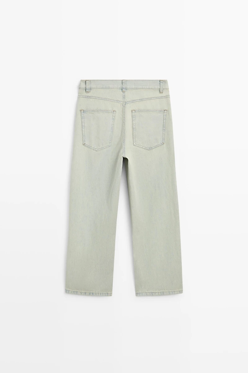 Jean wide leg cropped taille moyenne
