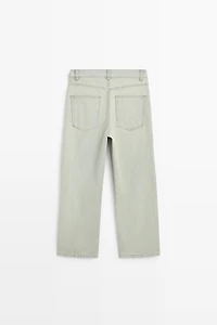 Jean wide leg cropped taille moyenne